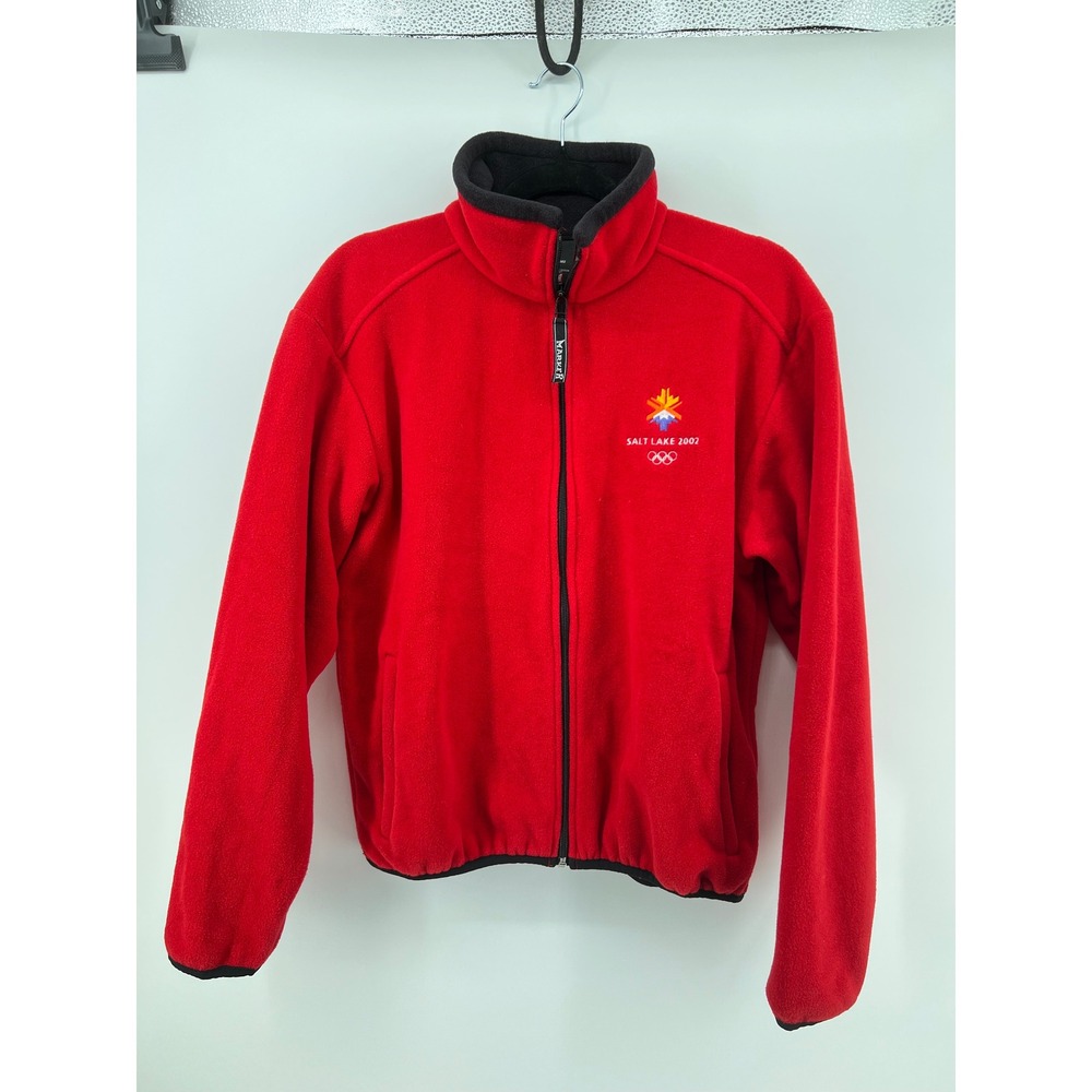 Vintage‎ Y2K Marker Salt Lake 2002 Winter Olympics Fleece Jacket Red Mens Small